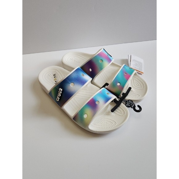 Crocs Classic Solarized Slides Women Size 12 Men Size 10 Tie Dye Sandals Unisex Classic Crocs Solarized Tie Dye Two-Strap Comfort Sandals  main image 4